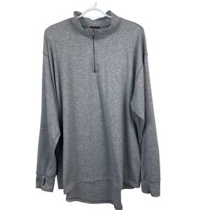 Duluth Trading Co Mens 3XL Gray 1/4 Zip Long Sleeve Top Thumbholes 31415